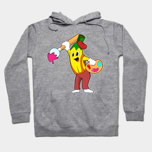 Banana as Painter with Paint brush Hoodie